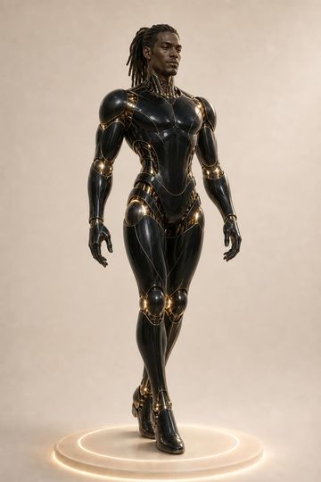 Porcelain Joint, masculine, obsidian and gold